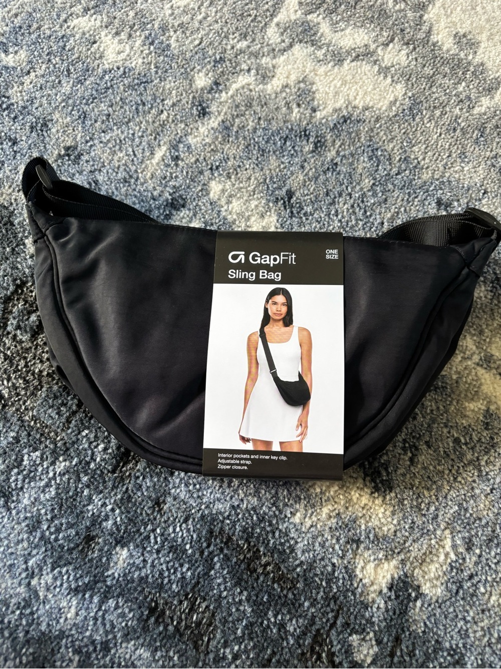 NWT GapFit Sling Bag Black Nylon Crossbody Adjustable Strap